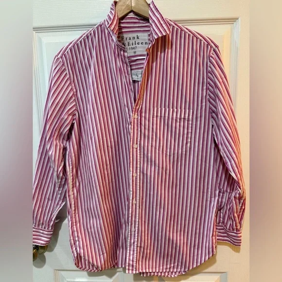 Frank & Eileen Joedy Pink and White Striped Button Down Shirt - Picture 6 of 9